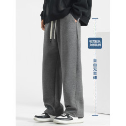 加絨褲子男冬季男褲加厚羊羔絨休閒直筒褲男士運動褲保暖濶腿衛褲