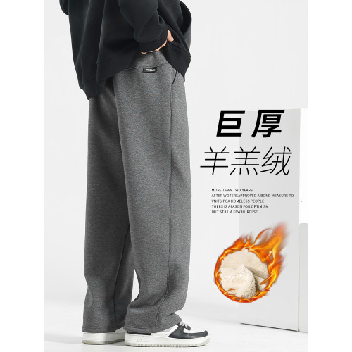 加絨褲子男冬季男褲加厚羊羔絨休閒直筒褲男士運動褲保暖濶腿衛褲 加絨褲子男冬季男褲加厚羊羔絨休閒直筒褲男士運動褲保暖濶腿衛褲