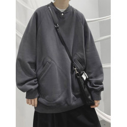 特大碼300斤重磅衛衣男裝秋冬復古寬松圓領加絨外套潮牌百搭上衣2