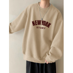 重磅圓領衛衣男女寬松情侶裝純棉長袖t恤春秋冬青少年加絨打底衫