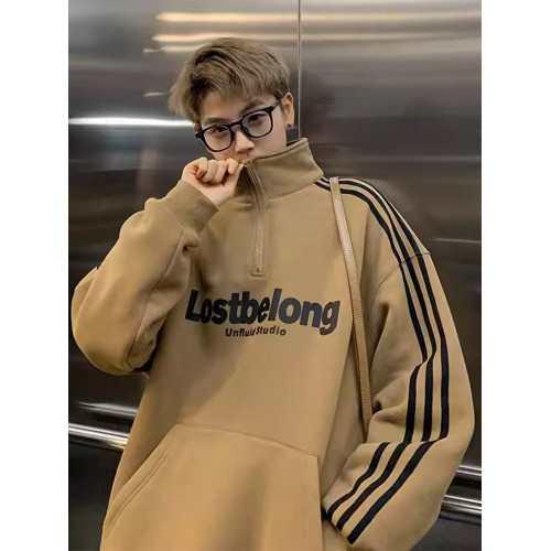 大碼300斤加絨加厚半拉鍊立領衛衣男秋冬無帽美式青少年潮牌外套2 大碼300斤加絨加厚半拉鍊立領衛衣男秋冬無帽美式青少年潮牌外套2