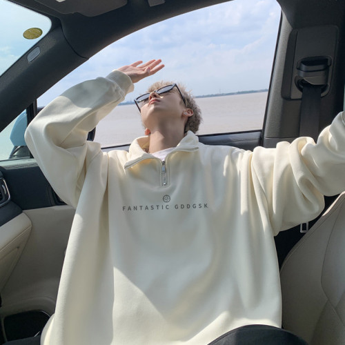 600G重磅加絨翻領衛衣男冬季寬松字母打底衫拉鍊立領情侶外套潮流 600G重磅加絨翻領衛衣男冬季寬松字母打底衫拉鍊立領情侶外套潮流