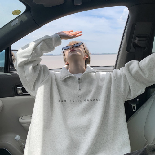 600G重磅加絨翻領衛衣男冬季寬松字母打底衫拉鍊立領情侶外套潮流 600G重磅加絨翻領衛衣男冬季寬松字母打底衫拉鍊立領情侶外套潮流