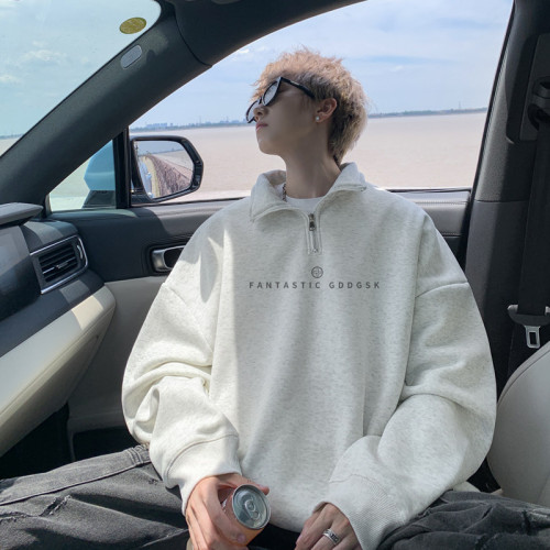 600G重磅加絨翻領衛衣男冬季寬松字母打底衫拉鍊立領情侶外套潮流 600G重磅加絨翻領衛衣男冬季寬松字母打底衫拉鍊立領情侶外套潮流