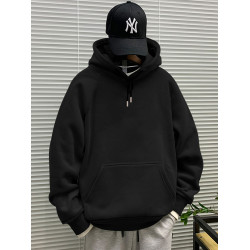 440克冬季餘文樂潮牌男裝衛衣男士連帽外套簡約上衣寬松加絨帽衫