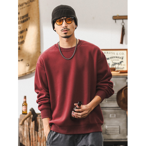 美式復古360g重磅加絨衛衣男秋季2025新款潮牌寬松男士棗紅色上衣 美式復古360g重磅加絨衛衣男秋季2025新款潮牌寬松男士棗紅色上衣