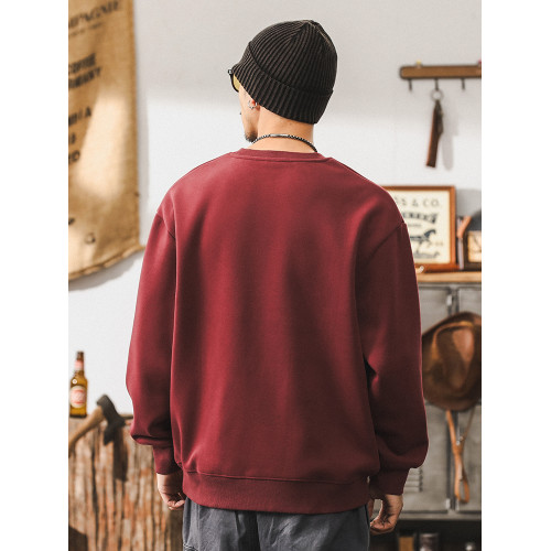 美式復古360g重磅加絨衛衣男秋季2025新款潮牌寬松男士棗紅色上衣 美式復古360g重磅加絨衛衣男秋季2025新款潮牌寬松男士棗紅色上衣