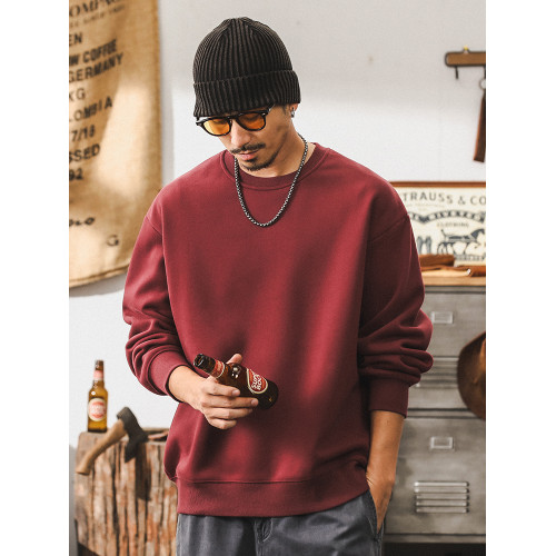 美式復古360g重磅加絨衛衣男秋季2025新款潮牌寬松男士棗紅色上衣 美式復古360g重磅加絨衛衣男秋季2025新款潮牌寬松男士棗紅色上衣