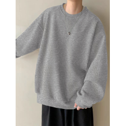 酒紅色衛衣男ins潮牌高級感圓領打底衫春秋冬寬松重磅純棉長袖t恤