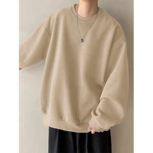 酒紅色衛衣男ins潮牌高級感圓領打底衫春秋冬寬松重磅純棉長袖t恤