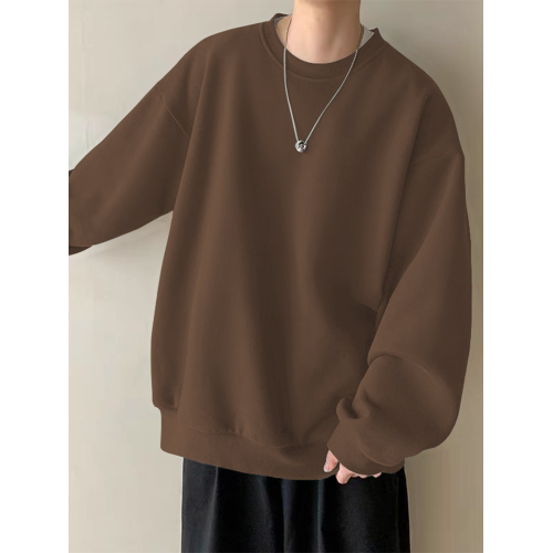 酒紅色衛衣男ins潮牌高級感圓領打底衫春秋冬寬松重磅純棉長袖t恤