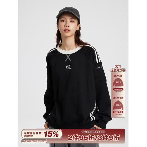 RAPPEYE美式復古春秋寬松潮牌休閒百搭情侶加絨長袖雙杠圓領衛衣 RAPPEYE美式復古春秋寬松潮牌休閒百搭情侶加絨長袖雙杠圓領衛衣