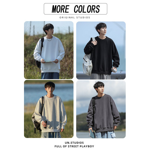 WASSUP HAPPY重磅圓領衛衣男士秋冬季2025新款青少年寬松休閒外套 WASSUP HAPPY重磅圓領衛衣男士秋冬季2025新款青少年寬松休閒外套