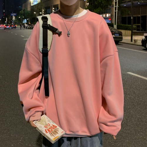 2025秋冬季純色百搭學生潮牌寬松港風情侶款加絨鹽系圓領套頭衛衣 2025秋冬季純色百搭學生潮牌寬松港風情侶款加絨鹽系圓領套頭衛衣