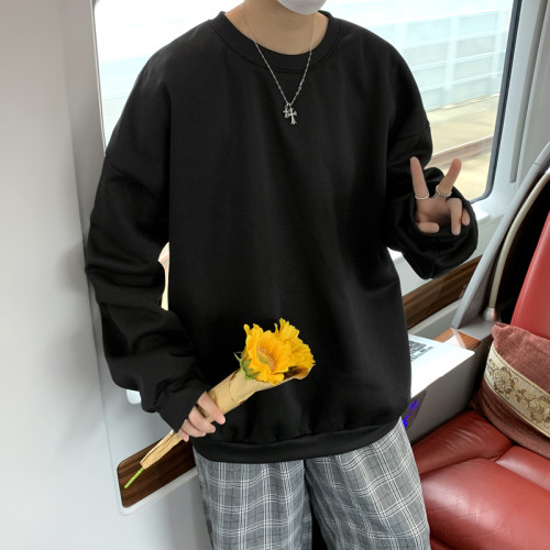 2025秋冬季純色百搭學生潮牌寬松港風情侶款加絨鹽系圓領套頭衛衣 2025秋冬季純色百搭學生潮牌寬松港風情侶款加絨鹽系圓領套頭衛衣