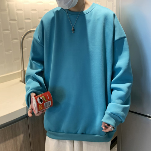 2025秋冬季純色百搭學生潮牌寬松港風情侶款加絨鹽系圓領套頭衛衣 2025秋冬季純色百搭學生潮牌寬松港風情侶款加絨鹽系圓領套頭衛衣