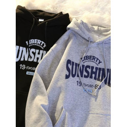 廣州十三行高級出口~復古港風ins潮牌純棉連帽衛衣銀狐絨外套