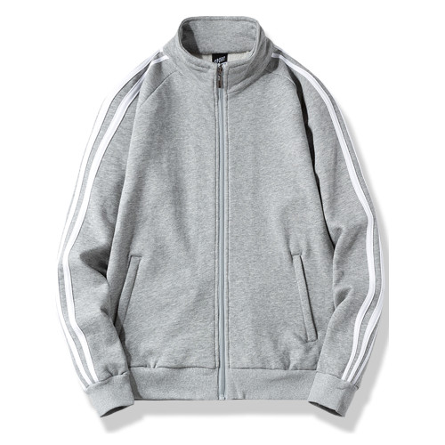 春季純棉衛衣外套男寬松加肥加大碼條紋開衫三條杠立領運動服上衣 春季純棉衛衣外套男寬松加肥加大碼條紋開衫三條杠立領運動服上衣