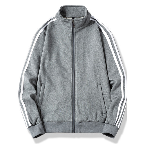 春季純棉衛衣外套男寬松加肥加大碼條紋開衫三條杠立領運動服上衣 春季純棉衛衣外套男寬松加肥加大碼條紋開衫三條杠立領運動服上衣