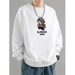 100%純棉美式重磅超級瑪麗圓領衛衣男潮牌加絨加厚寬松上衣長袖衫