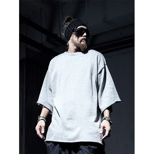 暗黑潮牌男士短袖圓領寬松衛衣打底衫大碼 春秋潮流T恤山本耀司風 暗黑潮牌男士短袖圓領寬松衛衣打底衫大碼 春秋潮流T恤山本耀司風