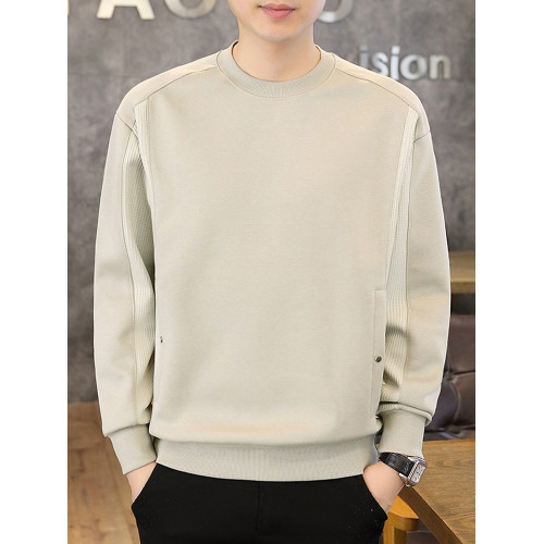 韓版加絨拼接圓領衛衣男士春秋季內搭輕熟風寬松長袖T恤打底上衣 韓版加絨拼接圓領衛衣男士春秋季內搭輕熟風寬松長袖T恤打底上衣