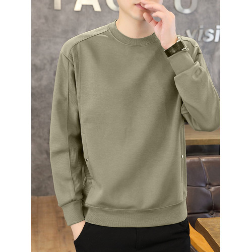 韓版加絨拼接圓領衛衣男士春秋季內搭輕熟風寬松長袖T恤打底上衣 韓版加絨拼接圓領衛衣男士春秋季內搭輕熟風寬松長袖T恤打底上衣