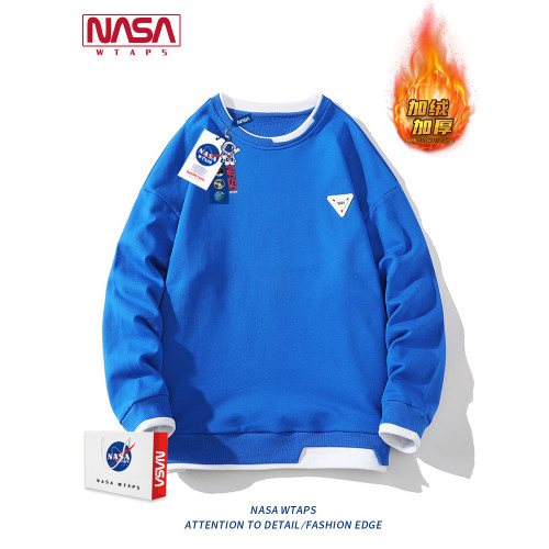 NASA WTAPS假兩件加絨保暖衛衣男款秋冬季松休閒打底衫青少年上衣 NASA WTAPS假兩件加絨保暖衛衣男款秋冬季松休閒打底衫青少年上衣
