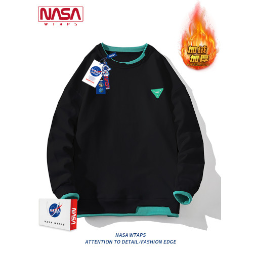 NASA WTAPS假兩件加絨保暖衛衣男款秋冬季松休閒打底衫青少年上衣 NASA WTAPS假兩件加絨保暖衛衣男款秋冬季松休閒打底衫青少年上衣