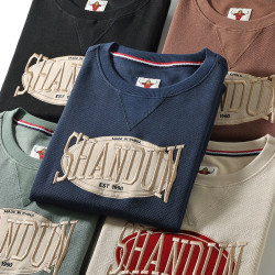 重工刺綉！秋冬好面料圓領衛衣男 日系運動寬松休閒套頭上衣