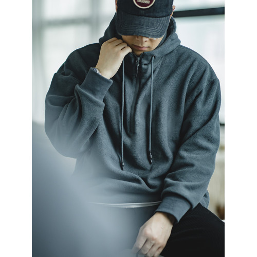 馬登工裝 美式復古半拉鍊抓絨衛衣搖粒絨加絨套頭帽衫外套男秋 馬登工裝 美式復古半拉鍊抓絨衛衣搖粒絨加絨套頭帽衫外套男秋