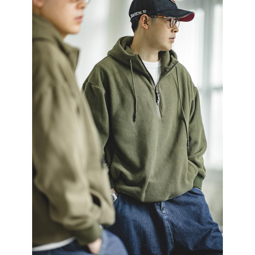 馬登工裝 美式復古半拉鍊抓絨衛衣搖粒絨加絨套頭帽衫外套男秋 馬登工裝 美式復古半拉鍊抓絨衛衣搖粒絨加絨套頭帽衫外套男秋