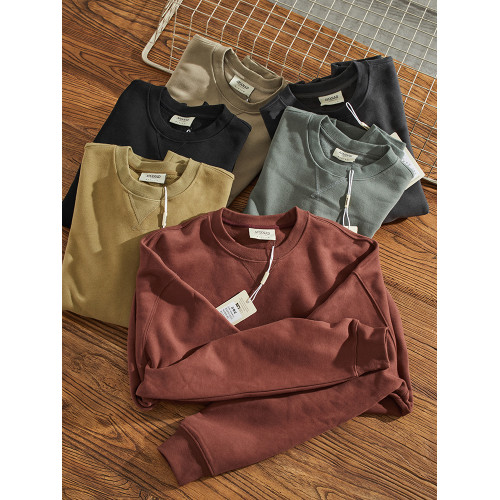 500g重磅加絨加厚全棉圓領衛衣男情侶純色簡約落肩袖寬松套頭衫潮 500g重磅加絨加厚全棉圓領衛衣男情侶純色簡約落肩袖寬松套頭衫潮