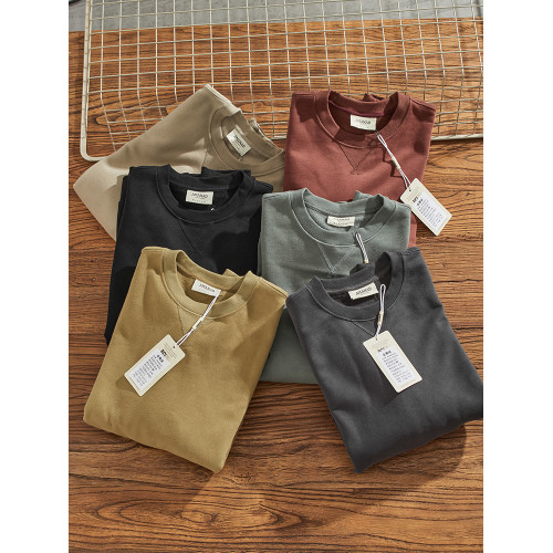 500g重磅加絨加厚全棉圓領衛衣男情侶純色簡約落肩袖寬松套頭衫潮 500g重磅加絨加厚全棉圓領衛衣男情侶純色簡約落肩袖寬松套頭衫潮