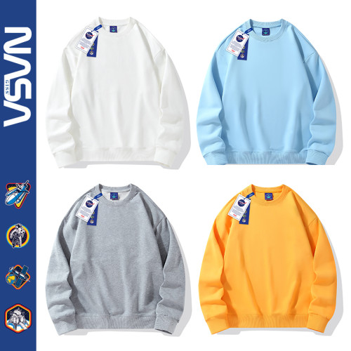 NASA聯名oversize圓領衛衣男女春秋潮流寬松情侶純色冬季加絨外套 NASA聯名oversize圓領衛衣男女春秋潮流寬松情侶純色冬季加絨外套