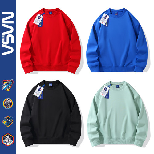 NASA聯名oversize圓領衛衣男女春秋潮流寬松情侶純色冬季加絨外套 NASA聯名oversize圓領衛衣男女春秋潮流寬松情侶純色冬季加絨外套