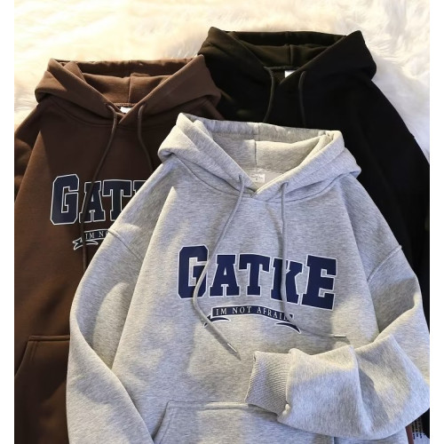 美式復古連帽衛衣男秋冬加絨加厚潮牌大碼寬松oversize外套上衣潮 美式復古連帽衛衣男秋冬加絨加厚潮牌大碼寬松oversize外套上衣潮