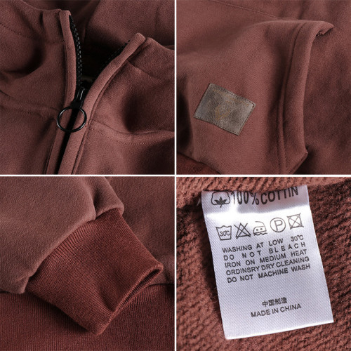 500G高克重加絨加厚新款半開領連帽男士衛衣做舊潮流日系青年上衣 500G高克重加絨加厚新款半開領連帽男士衛衣做舊潮流日系青年上衣