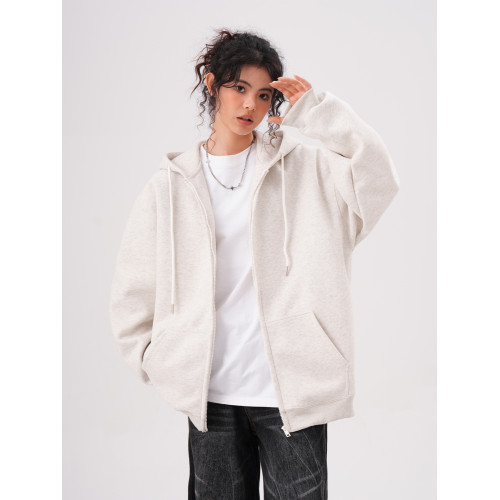 400G灰色連帽衛衣開衫男女寬松休閒加絨外套美式曡穿情侶帽衫上衣 400G灰色連帽衛衣開衫男女寬松休閒加絨外套美式曡穿情侶帽衫上衣