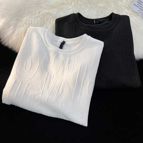 日系華夫格提花長袖衛衣男女2025新款春秋情侶裝圓領白色內搭上衣 日系華夫格提花長袖衛衣男女2025新款春秋情侶裝圓領白色內搭上衣