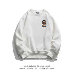 悟空有貨日系簡約綉標純色圓領衛衣男女潮牌街頭寬松百搭打底上衣