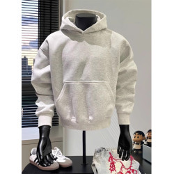 白灰色短寬boxy衛衣男連帽秋冬加絨加厚cleanfit外套重磅硬挺帽衫