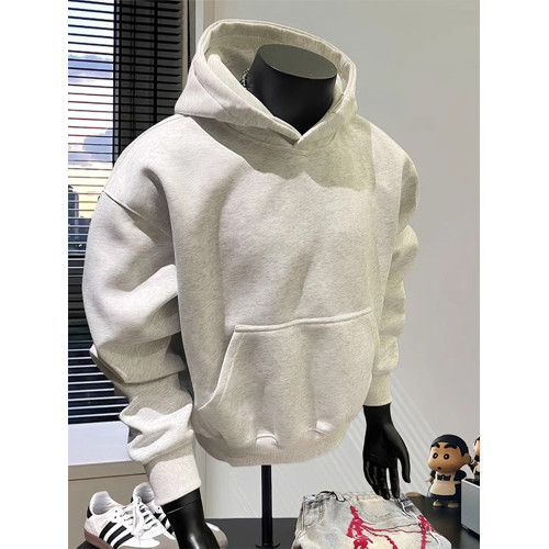 白灰色短寬boxy衛衣男連帽秋冬加絨加厚cleanfit外套重磅硬挺帽衫 白灰色短寬boxy衛衣男連帽秋冬加絨加厚cleanfit外套重磅硬挺帽衫