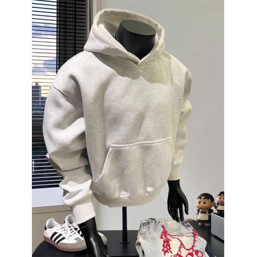 白灰色短寬boxy衛衣男連帽秋冬加絨加厚cleanfit外套重磅硬挺帽衫 白灰色短寬boxy衛衣男連帽秋冬加絨加厚cleanfit外套重磅硬挺帽衫