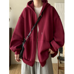 美式vibe高街連帽衛衣男秋冬季開衫寬松休閒百搭拉鍊加絨加厚外套