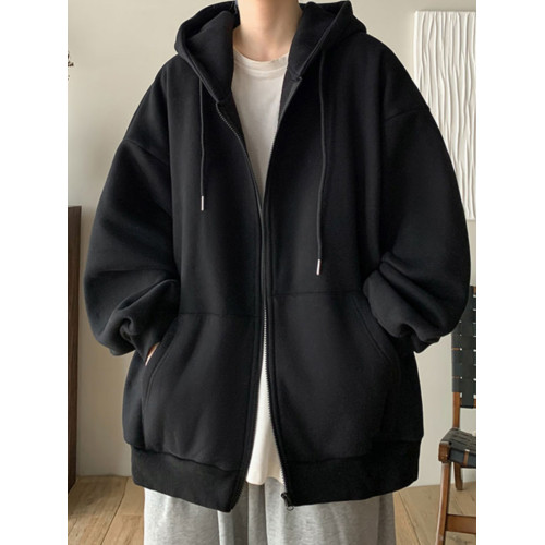 美式vibe高街連帽衛衣男秋冬季開衫寬松休閒百搭拉鍊加絨加厚外套