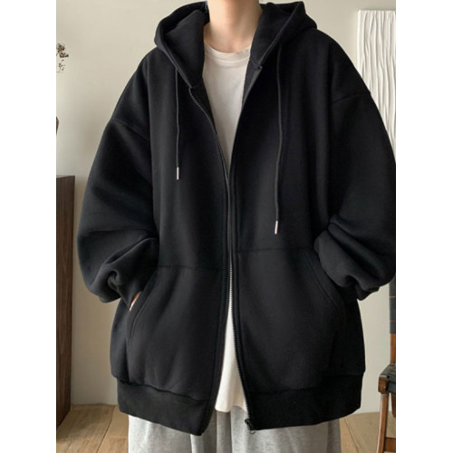 美式vibe高街連帽衛衣男秋冬季開衫寬松休閒百搭拉鍊加絨加厚外套