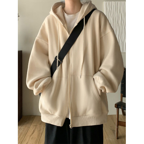 美式vibe高街連帽衛衣男秋冬季開衫寬松休閒百搭拉鍊加絨加厚外套