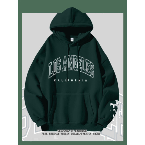 銀狐絨簡約字母印花連帽衛衣男女寬松秋冬季美式潮流ins百搭外套