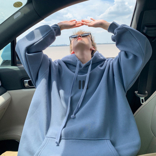 網紅600G重磅加絨衛衣男秋冬季寬松大碼打底衫情侶裝顯瘦外套潮流